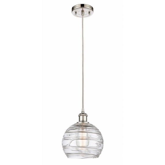 516-1P-PN-G1213-8-LED-Innovations Lighting-Athens Deco Swirl - 3.5W 1 LED Cord Hung Mini Pendant In Industrial Style-10 Inches Tall and 8 Inches Wide