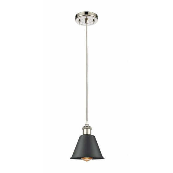 516-1P-PN-M8-BK-LED-Innovations Lighting-Smithfield - 1 Light Mini Pendant In Industrial Style-7.5 Inches Tall and 7 Inches Wide Polished Nickel Matte