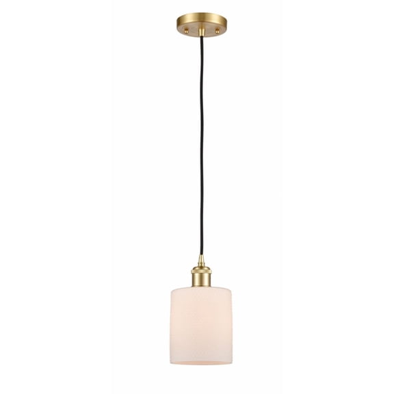 516-1P-SG-G111-Innovations Lighting-Cobbleskill-1 Light Mini Pendant in Art Nouveau Style-5 Inches Wide by 8 Inches High Satin Gold Finish with