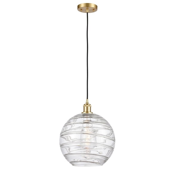 516-1P-SG-G1213-12-LED-Innovations Lighting-Athens Deco Swirl - 3.5W 1 LED Cord Hung Mini Pendant In Industrial Style-15 Inches Tall and 12 Inches