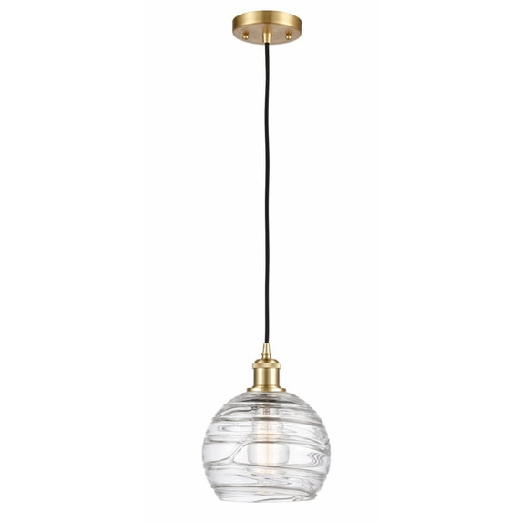 516-1P-SG-G1213-8-LED-Innovations Lighting-Athens Deco Swirl - 3.5W 1 LED Cord Hung Mini Pendant In Industrial Style-10 Inches Tall and 8 Inches Wide
