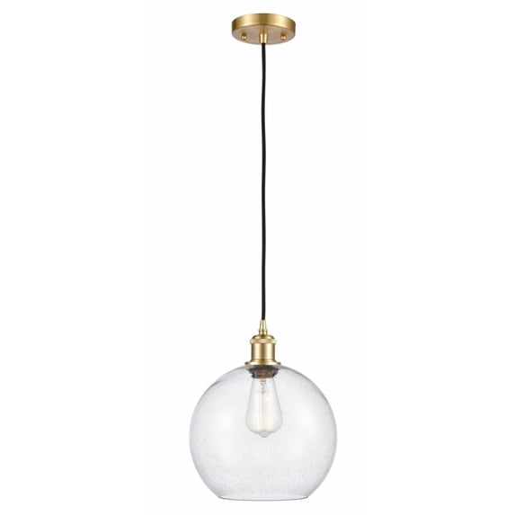 516-1P-SG-G124-10-LED-Innovations Lighting-Large Athens-3.5W 1 LED Mini Pendant in Industrial Style-10 Inches Wide by 13 Inches High Satin Gold