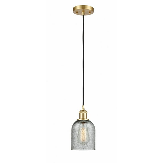 516-1P-SG-G257 Innovations Lighting Caledonia - 1 Light Cord Hung Mini Pendant In Industrial Style-10 Inches Tall and 5 Inches Wide-Satin Gold