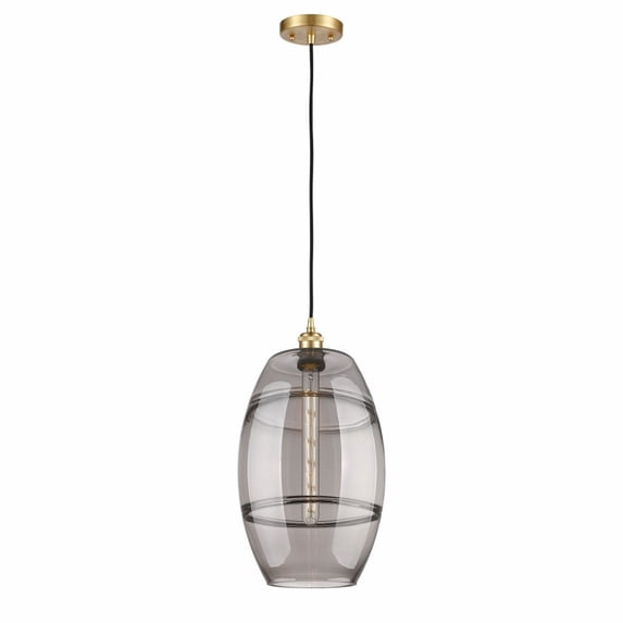 516-1P-SG-G557-10SM Innovations Lighting Vaz - 1 Light Cord Hung Mini Pendant In Industrial Style-18.5 Inches Tall and 10 Inches Wide-Satin Gold