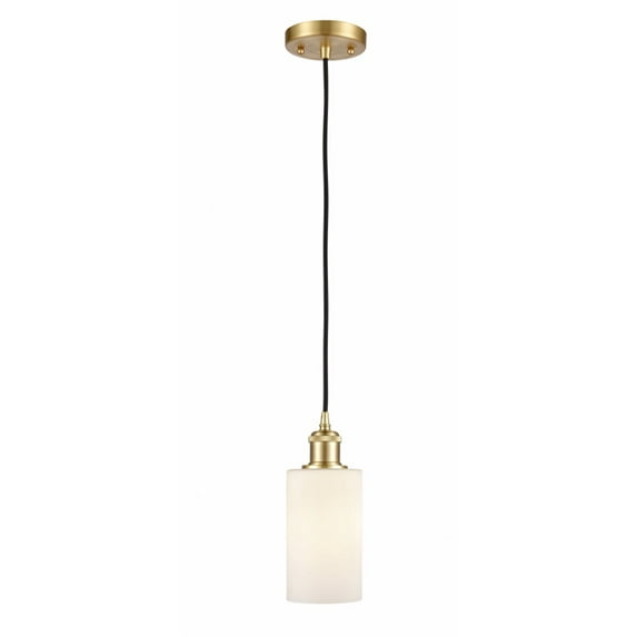 516-1P-SG-G801-Innovations Lighting-Clymer-1 Light Mini Pendant in Art Nouveau Style-3.88 Inches Wide by 10 Inches High Satin Gold Finish with Matte