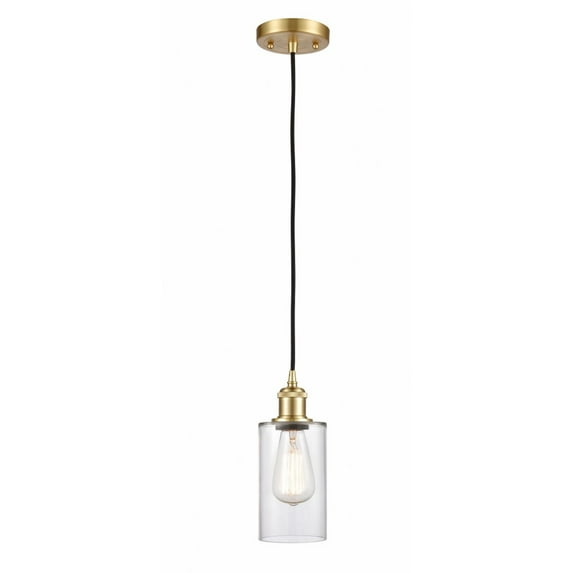 516-1P-SG-G802 Innovations Lighting Clymer - 1 Light Cord Hung Mini Pendant In Art Deco Style-10 Inches Tall and 3.88 Inches Wide-Satin Gold