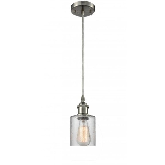 516-1P-SN-G112-L-LED-Innovations Lighting-Large Cobbleskill-3.5W 1 LED Mini Pendant in Art Nouveau Style-9 Inches Wide by 14 Inches High   Brushed