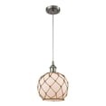 thumbnail image 1 of 516-1P-SN-G121-8RB-LED-Innovations Lighting-Farmhouse Rope-3.5W 1 LED Mini Pendant in Industrial Style-8 Inches Wide by 10 Inches High   Brushed Satin, 1 of 1