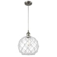 thumbnail image 1 of 516-1P-SN-G122-10RW-LED-Innovations Lighting-Large Farmhouse Rope-3.5W 1 LED Mini Pendant in Industrial Style-10 Inches Wide by 13 Inches High, 1 of 1