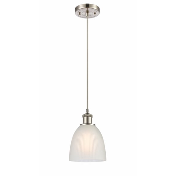 516-1P-SN-G381-LED-Innovations Lighting-Castile-3.5W 1 LED Mini Pendant in Industrial Style-6 Inches Wide by 9 Inches High Brushed Satin Nickel