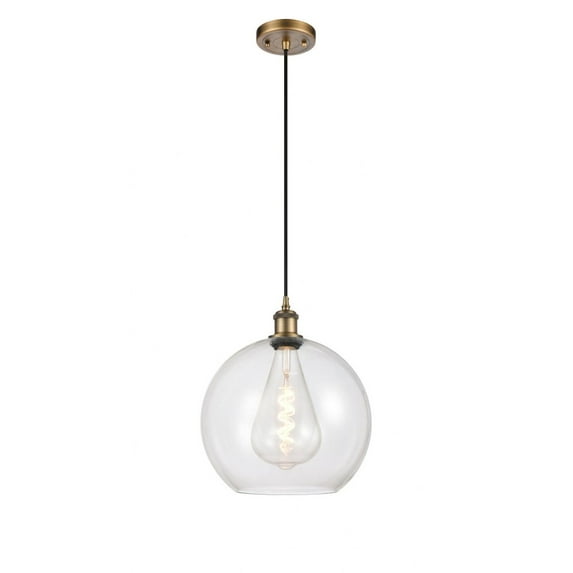 516-1P-WPC-G124-12 Innovations Lighting Ballston Athens 1 Light 12" Cord Hung Mini Pendant Clear/Brushed Brass