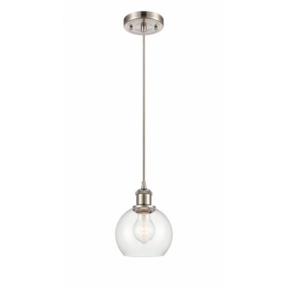 516-1P-WPC-G124-6 Innovations Lighting Ballston Athens 1 Light 6" Cord Hung Mini Pendant Clear/Brushed Satin Nickel