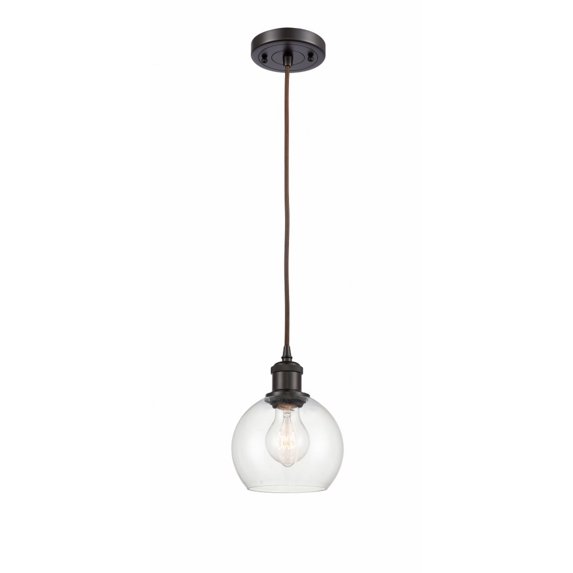 516-1P-WPC-G124-6 Innovations Lighting Ballston Athens 1 Light 6" Cord Hung Mini Pendant Clear/Oil Rubbed Bronze