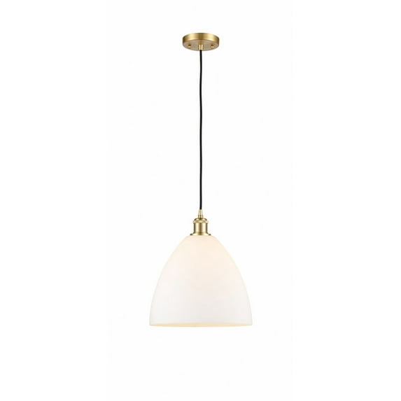 516-1P-SG-GBD-121-Innovations Lighting-Bristol Glass - 1 Light Mini Pendant In Industrial Style-14.75 Inches Tall and 12 Inches Wide-Satin Gold