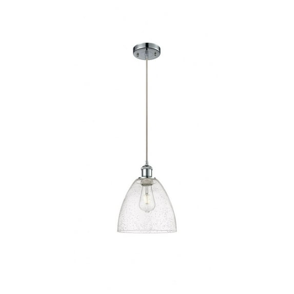 516-1P-PC-GBD-94 Innovations Lighting Bristol Glass - 1 Light Mini Pendant In Industrial Style-13.25 Inches Tall and 9 Inches Wide-Polished Chrome