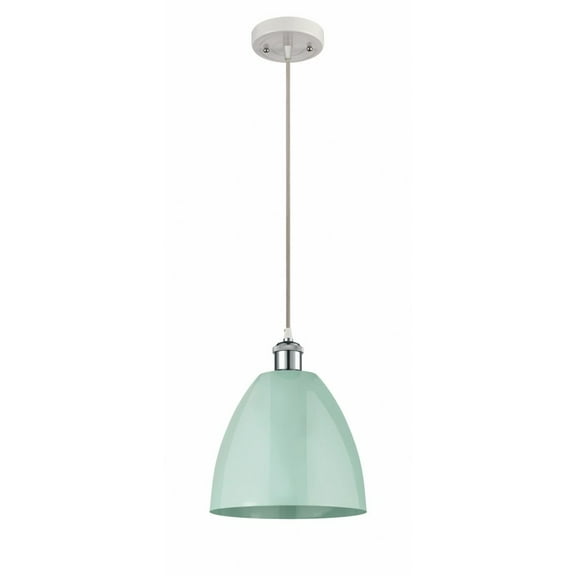 516-1P-WPC-MBD-9-SF-Innovations Lighting-Plymouth Dome - 1 Light Cord Hung Mini Pendant In Industrial Style-12.88 Inches Tall and 9 Inches