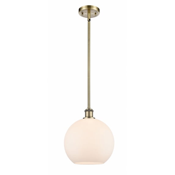 516-1S-AB-G121-10 Innovations Lighting Athens - 1 Light Stem Hung Mini Pendant In Industrial Style-13 Inches Tall and 10 Inches Wide-Antique Brass