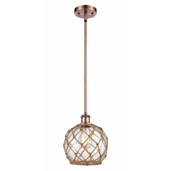 Innovations Lighting - Farmhouse Rope - 1 Light Stem Hung Mini Pendant In