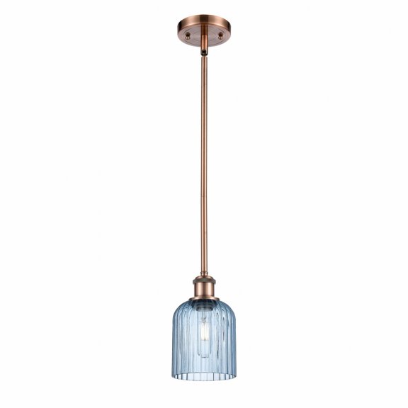 516-1S-AC-G559-5BL Innovations Lighting Bridal Veil - 1 Light Stem Hung Mini Pendant-9 Inch Tall and 5 Inch Wide-Antique Copper Finish-Princess Blue