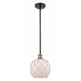 thumbnail image 1 of 516-1S-BAB-G121-8RW Innovations Lighting Farmhouse Rope - 1 Light Stem Hung Mini Pendant In Industrial Style-10 Inches Tall and 8 Inches Wide-Black, 1 of 3