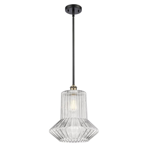 516-1S-BAB-G212 Innovations Lighting Springwater - 1 Light Stem Hung Mini Pendant In Industrial Style-14 Inches Tall and 12 Inches Wide-Black Antique