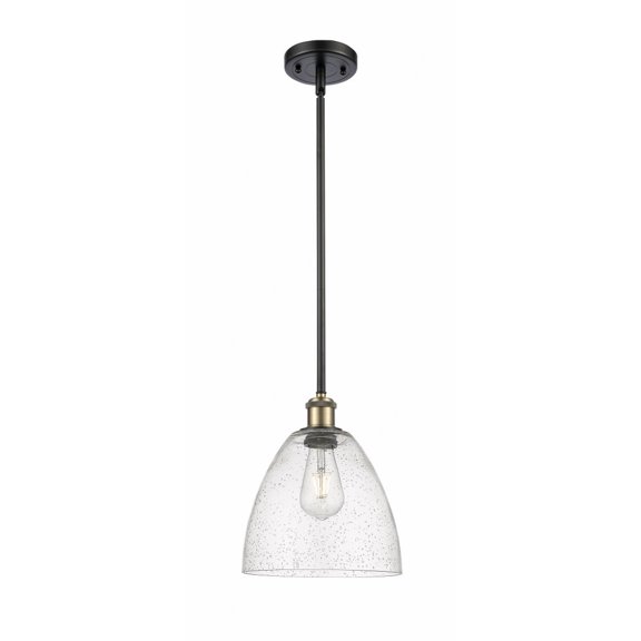 516-1S-BAB-GBD-94-Innovations Lighting-Bristol Glass - 1 Light Mini Pendant In Industrial Style-11.25 Inches Tall and 9 Inches Wide-Black Antique