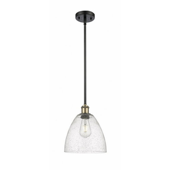 516-1S-BAB-GBD-94 Innovations Lighting Bristol Glass - 1 Light Mini Pendant In Industrial Style-11.25 Inches Tall and 9 Inches Wide-Black Antique