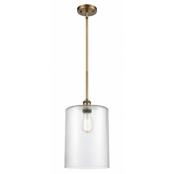 516-1S-BB-G112-L-Innovations Lighting-Cobbleskill - 1 Light Stem Hung Mini Pendant In Industrial Style-14 Inches Tall and 9 Inches Wide-Brushed Brass