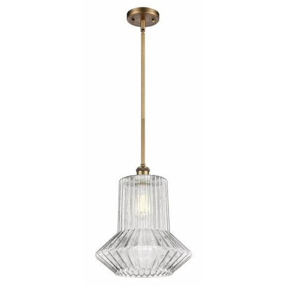 516-1S-BB-G212 Innovations Lighting Springwater - 1 Light Stem Hung Mini Pendant In Industrial Style-14 Inches Tall and 12 Inches Wide-Brushed Brass
