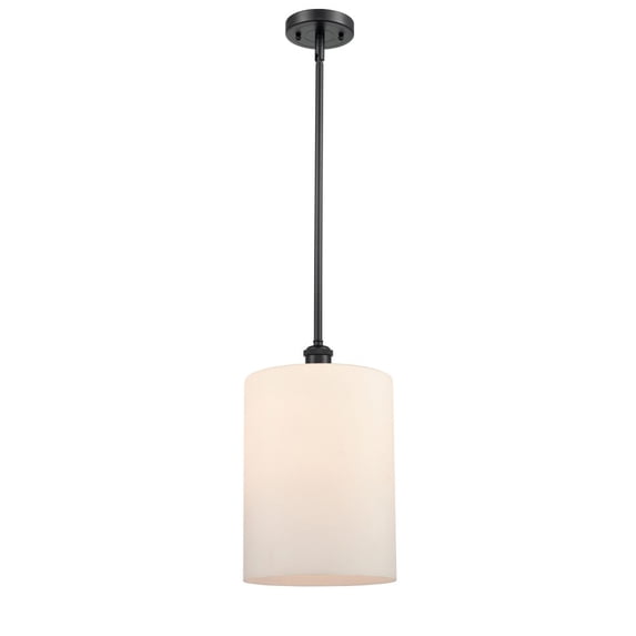 516-1S-BK-G111-L-Innovations Lighting-Cobbleskill - 1 Light Stem Hung Mini Pendant In Industrial Style-14 Inches Tall and 9 Inches Wide-Matte Black