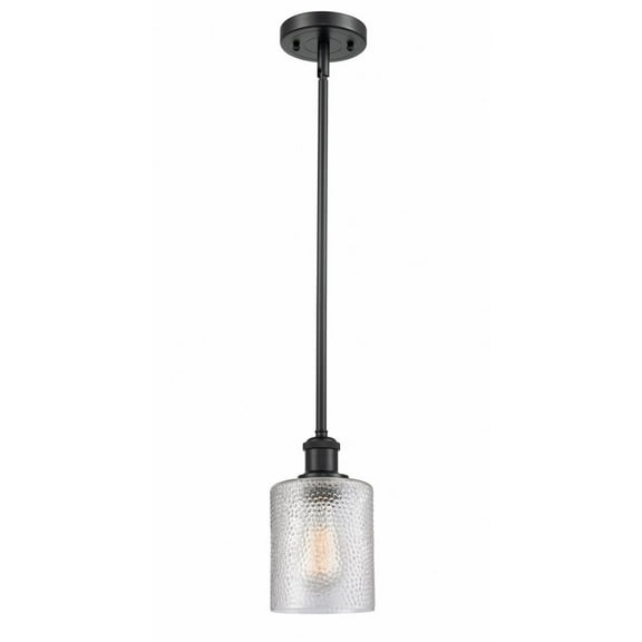 516-1S-BK-G112-Innovations Lighting-Cobbleskill - 1 Light Mini Pendant In Industrial Style-8 Inches Tall and 5 Inches Wide-Matte Black Finish-Clear