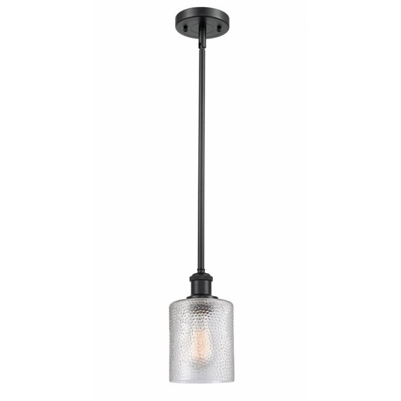 516-1S-BK-G112 Innovations Lighting Cobbleskill - 1 Light Mini Pendant In Industrial Style-8 Inches Tall and 5 Inches Wide-Matte Black Finish-Clear