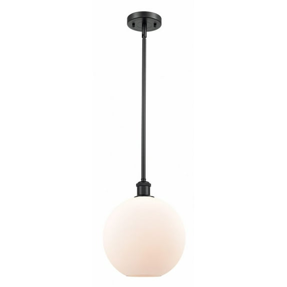 516-1S-BK-G121-10 Innovations Lighting Athens - 1 Light Stem Hung Mini Pendant In Industrial Style-13 Inches Tall and 10 Inches Wide-Matte Black