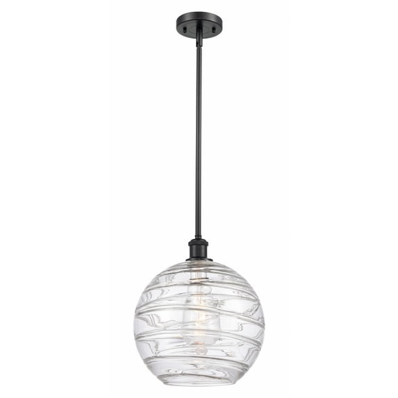 516-1S-BK-G1213-12-LED-Innovations Lighting-Athens Deco Swirl - 3.5W 1 LED Mini Pendant In Industrial Style-15 Inches Tall and 12 Inches Wide Matte