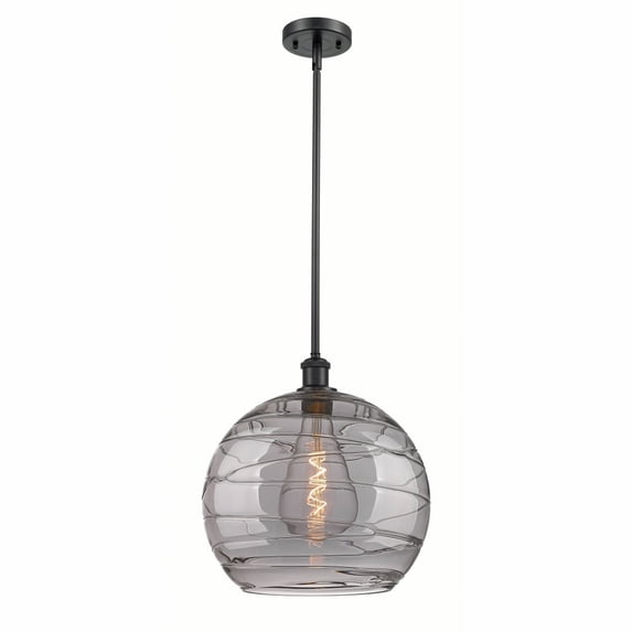 516-1S-BK-G1213-14SM-Innovations Lighting-Athens Deco Swirl - 1 Light Pendant In Industrial Style-14.88 Inches Tall and 13.75 Inches Wide-Matte Black