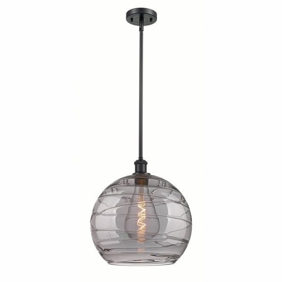 516-1S-BK-G1213-14SM-Innovations Lighting-Athens Deco Swirl - 1 Light Pendant In Industrial Style-14.88 Inches Tall and 13.75 Inches Wide-Matte Black