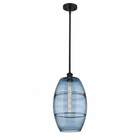 516-1S-BK-G557-10BL-Innovations Lighting-Vaz - 1 Light Stem Hung Mini Pendant In Industrial Style-18.5 Inches Tall and 10 Inches Wide-Matte Black
