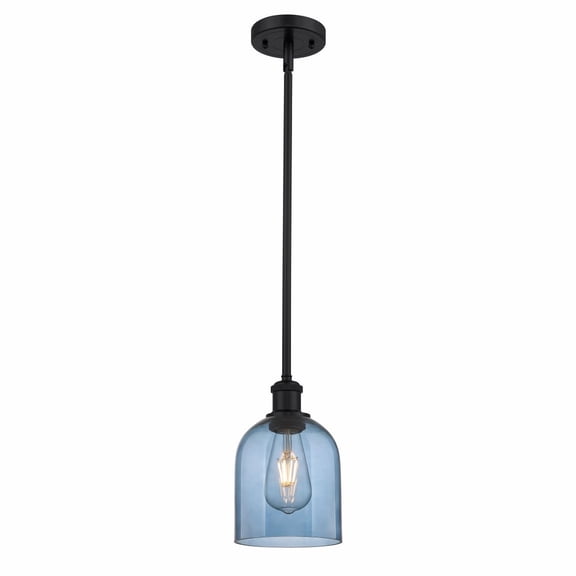516-1S-BK-G558-6BL Innovations Lighting Bella - 1 Light Stem Hung Mini Pendant In Industrial Style-9.5 Inches Tall and 5.5 Inches Wide-Matte Black