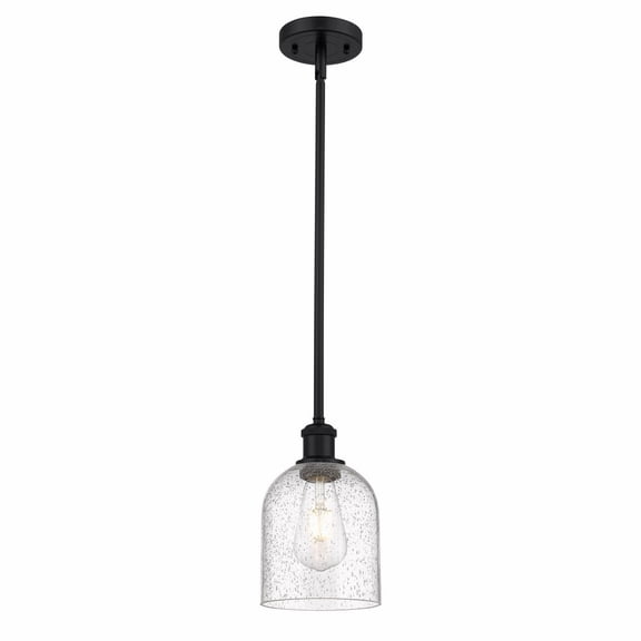 516-1S-BK-G558-6SDY Innovations Lighting Bella - 1 Light Stem Hung Mini Pendant In Industrial Style-9.5 Inches Tall and 5.5 Inches Wide-Matte Black