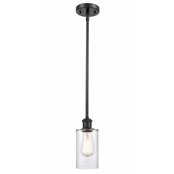516-1S-BK-G802 Innovations Lighting Clymer - 1 Light Mini Pendant In Art Deco Style-10 Inches Tall and 3.88 Inches Wide-Matte Black Finish-Clear Glass