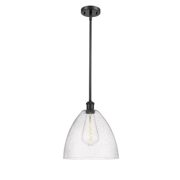 516-1S-BK-GBD-124-Innovations Lighting-Bristol Glass - 1 Light Mini Pendant In Industrial Style-12.75 Inches Tall and 12 Inches Wide-Matte Black