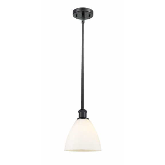 516-1S-BK-GBD-751 Innovations Lighting Bristol Glass - 1 Light Mini Pendant In Industrial Style-9.25 Inches Tall and 7.5 Inches Wide-Matte Black