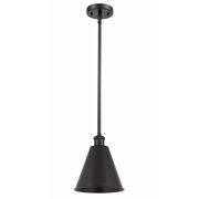 516-1S-BK-MBC-8-BK-LED-Innovations Lighting-Ballston Cone - 1 Light Cone Pendant In Industrial Style-9.75 Inches Tall and 8 Inches Wide