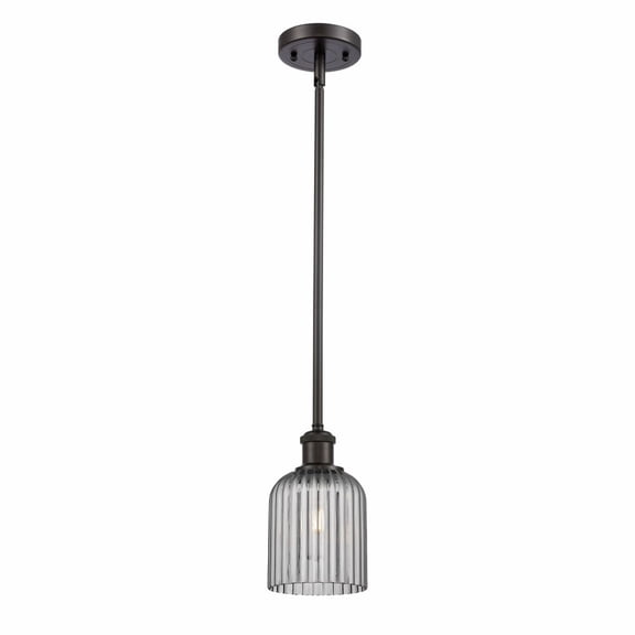 516-1S-OB-G559-5SM Innovations Lighting Bridal Veil - 1 Light Stem Hung Mini Pendant-9 Inch Tall and 5 Inch Wide-Oil Rubbed Bronze Finish-Light Smoke