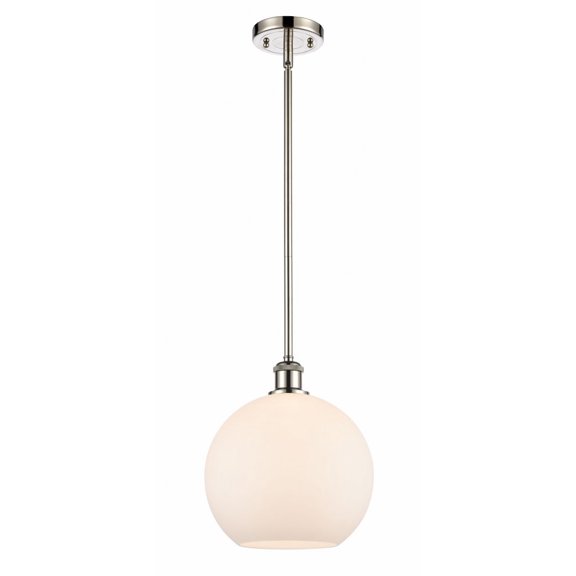 516-1S-PN-G121-10 Innovations Lighting Athens - 1 Light Stem Hung Mini Pendant In Industrial Style-13 Inches Tall and 10 Inches Wide-Polished Nickel