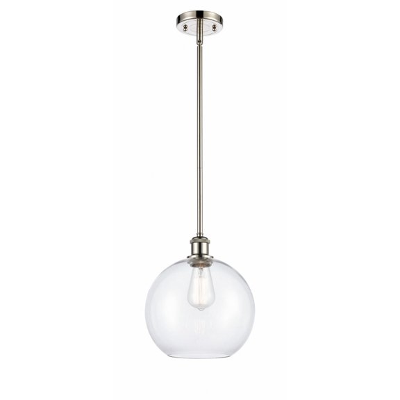 516-1S-PN-G122-10 Innovations Lighting Athens - 1 Light Stem Hung Mini Pendant In Industrial Style-13 Inches Tall and 10 Inches Wide-Polished Nickel