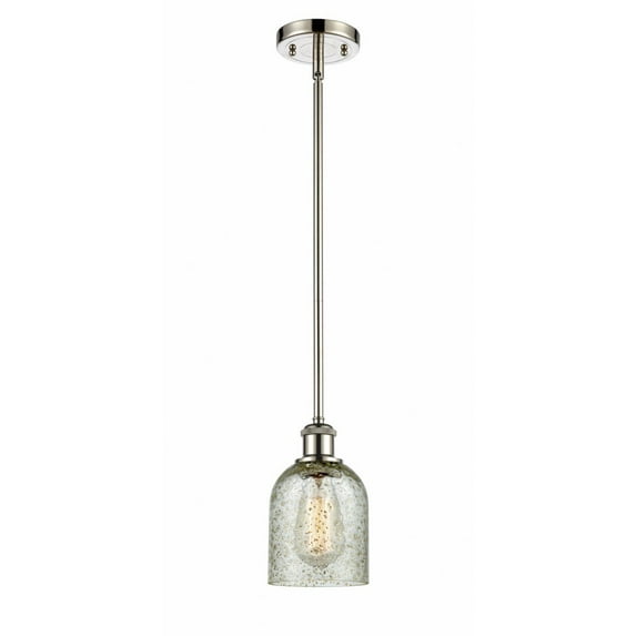 516-1S-PN-G259-Innovations Lighting-Caledonia - 1 Light Mini Pendant In Industrial Style-10 Inches Tall and 5 Inches Wide-Polished Nickel Finish-Mica