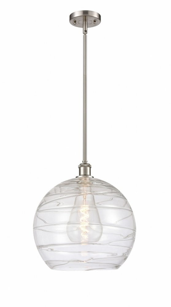 Athens Deco Swirl 14" Globe Pendant in Brushed Satin Nickel