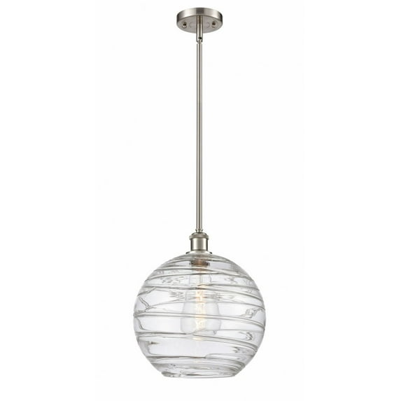 516-1S-SN-G1213-12-LED-Innovations Lighting-Athens Deco Swirl - 3.5W 1 LED Mini Pendant In Industrial Style-15 Inches Tall and 12 Inches Wide Brushed