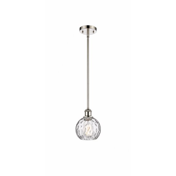 516-1S-SN-G1215-6 Innovations Lighting Athens Water Glass 1 Light 6" Mini Pendant Polished Nickel